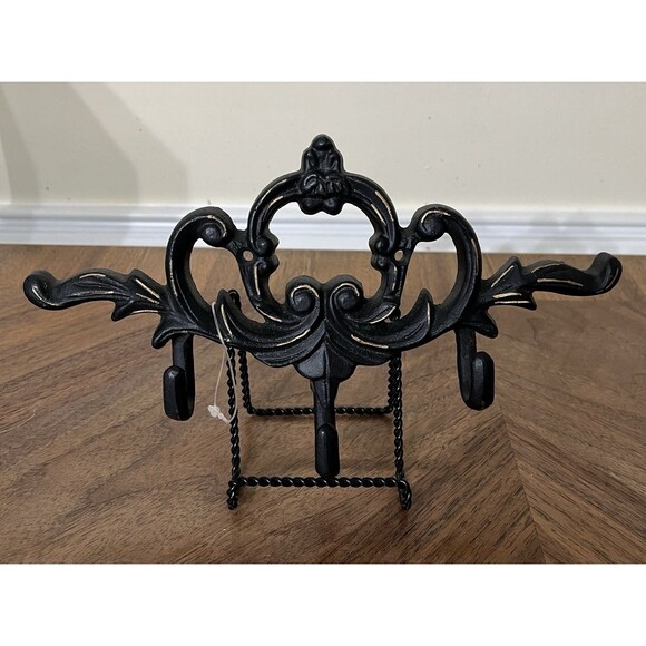 Art Nouveau Cast Iron Wall Triple Hook Towel/Entryway/Hall Tree Victorian Goth - Picture 2 of 7